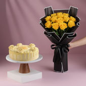 Pineapple Cake With Sunshine Roses