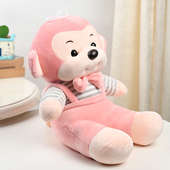 Lateral View of Pink Adorable Monkey Softtoy