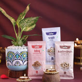 Pink Aglaonema Plant With Dryfruits N Diyas