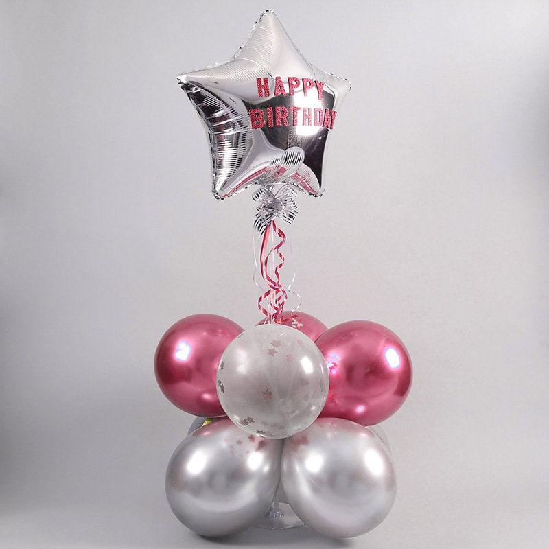 Pink Bday Confetti Balloons