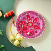 Pink Bhaidooj Pooja Thali With Raksha Sutra Thread 