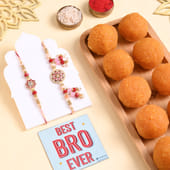 Pink Bhaiya Bhabhi Rakhis With Motichoor Ladoo
