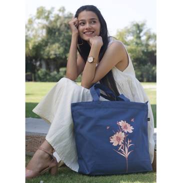 Send Black Zipper Tote Bag Gift Online, Rs.500