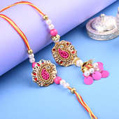 Pink Gold Pearl Designer Rakhi