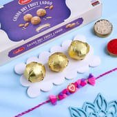 Pink Heart Kids Rakhi With Ladoos