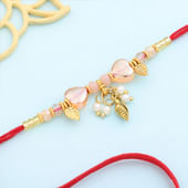 Pink Hearts N Leaf Charms Lumba Rakhi
