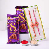 Set of Two Pink Meenakari Rakhis With Chocolates