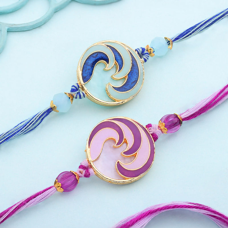 Pink N Blue Stone Rakhi Duo