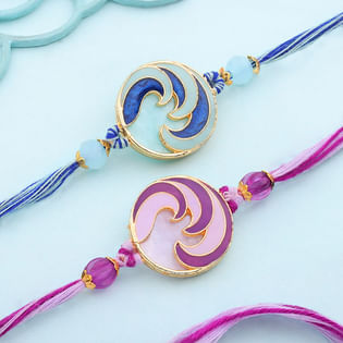 Pink N Blue Stone Rakhi Duo