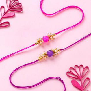 Pink N Purple Rakhi Set
