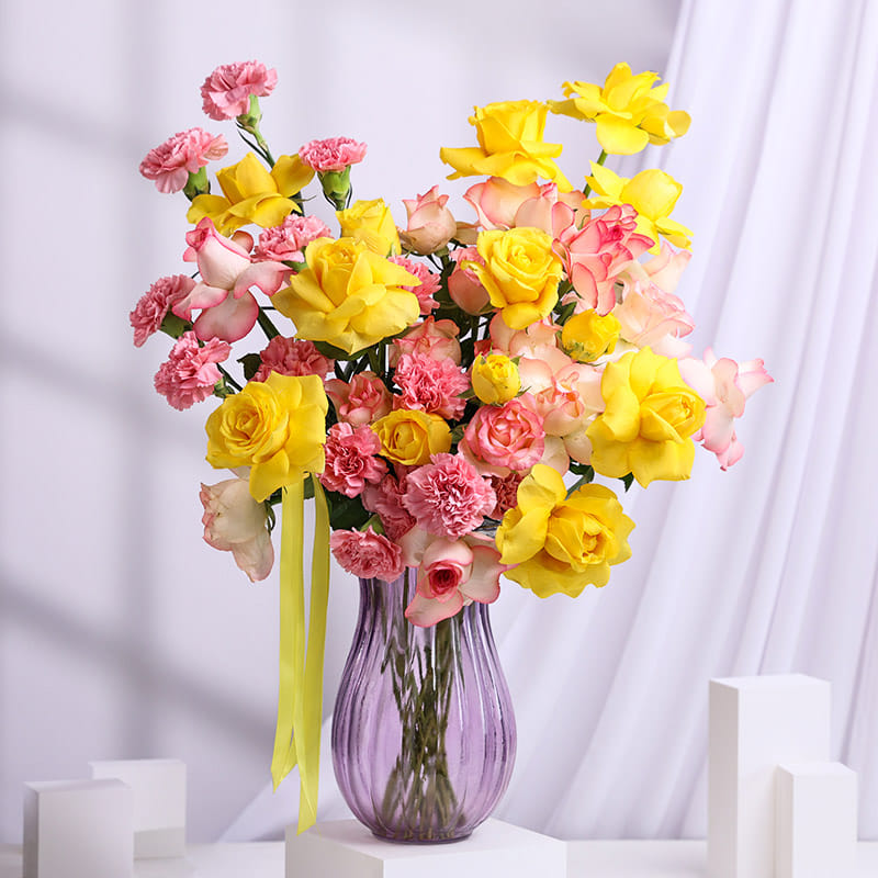 Pink N Yellow Bloom Vase