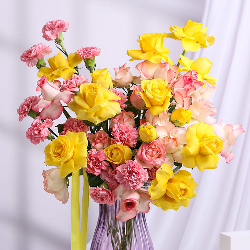 Pink N Yellow Bloom Vase