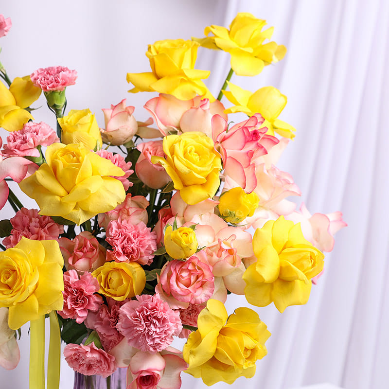 Pink N Yellow Bloom Vase