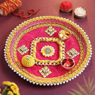 Pink N Yellow Festive Thali
