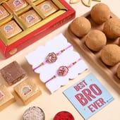 Pink Rakhi Duo With Mewa Bite N Besan Ladoos