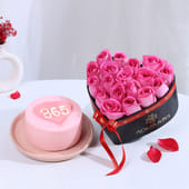 Pink Rose Heart Box N Choco Bento Cake