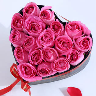 Pink Roses In Blushing Heart