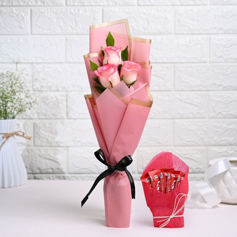 Pink Rose Trio N Kitkat Combo