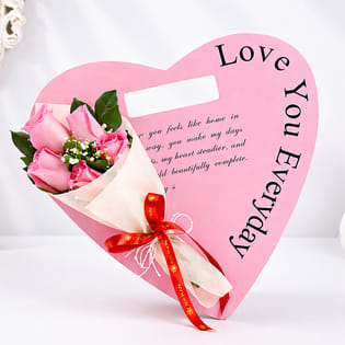 Valentine Pink Roses Heart Board