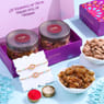 Pink Stone Rakhi Duo N Almonds Raisins Treats