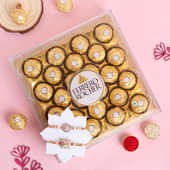 Two Premium Pink Stone Rakhis With Ferrero Rocher