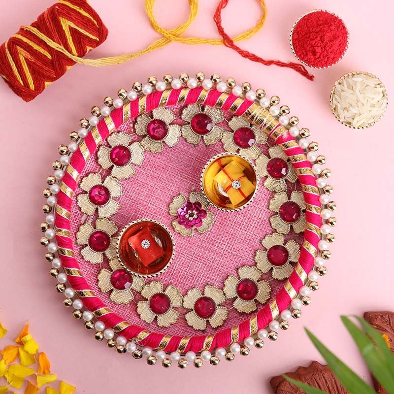 Pink Stone Studded Tikka Thali