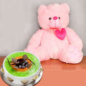 Pink Tenderness - 22 Inch Teddy with 1 Kg Fruit Cake