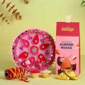 Pink Tika Thali N Almond Rocks For Bhai Dooj