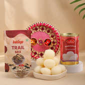 Pink Tikka Thali With Sweets N Snacks