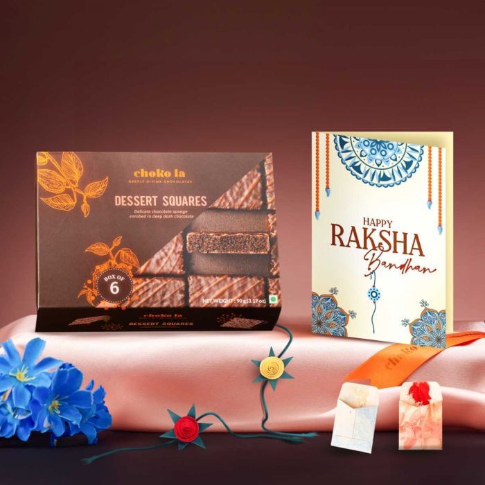 Plantable Rakhi N Choco Dessert Squares