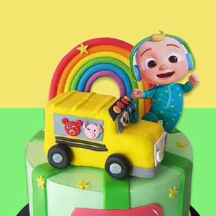 Playful Cocomelon Theme Cake - Top View