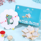 Playful Dino Rakhi With Kaju Katli