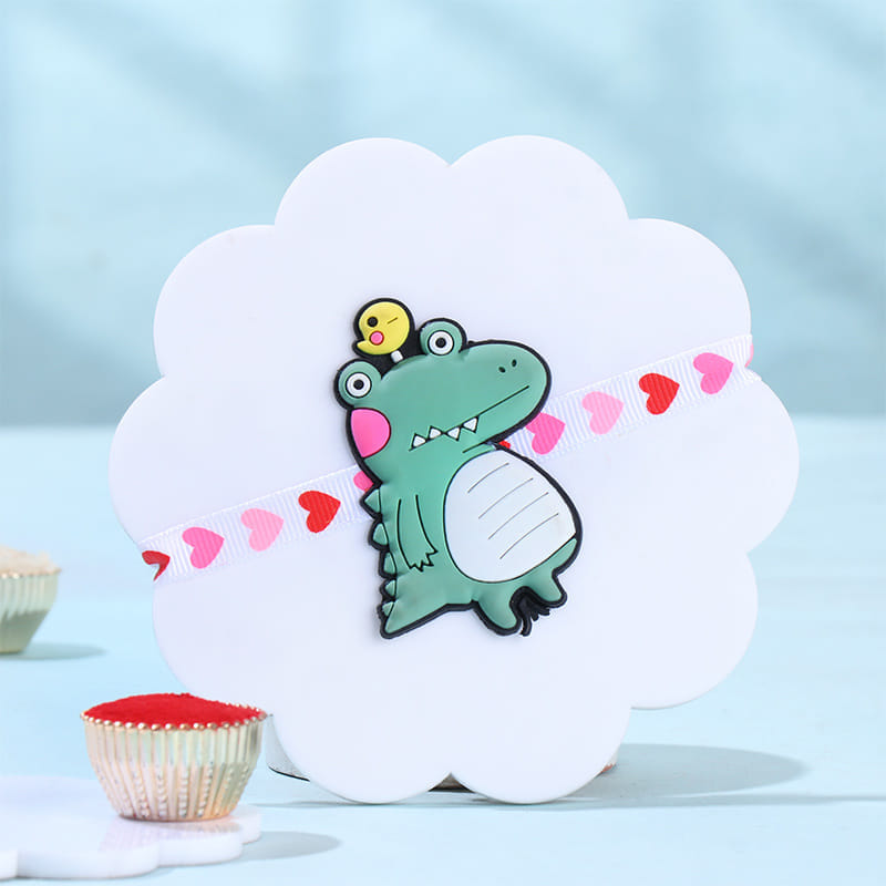 Playful Dino Rakhi With Kaju Katli