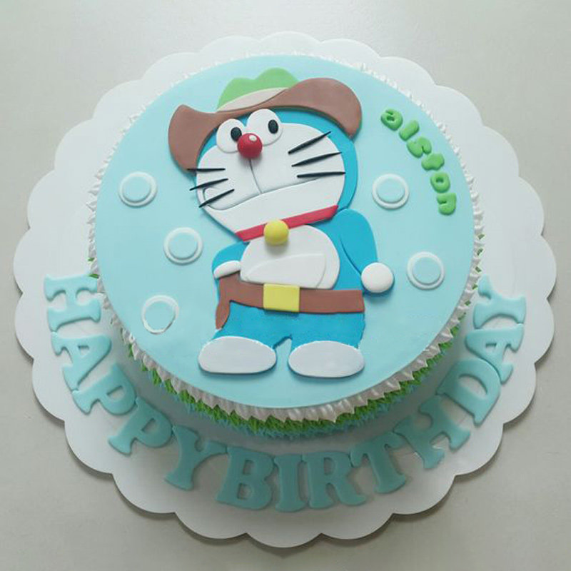Playful Doraemon Theme Fondant Cake
