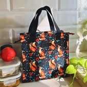 Playful Foxy Floral Lunch Bag