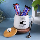 Playful Lazy Panda Mug N Snickers Chocolate Duo