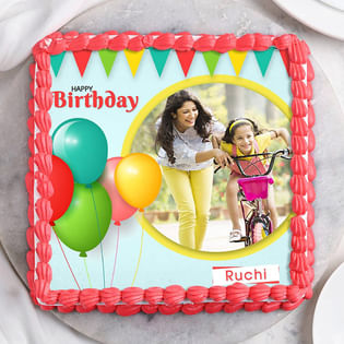 Playful Love Birthday Photo Cake - Top View