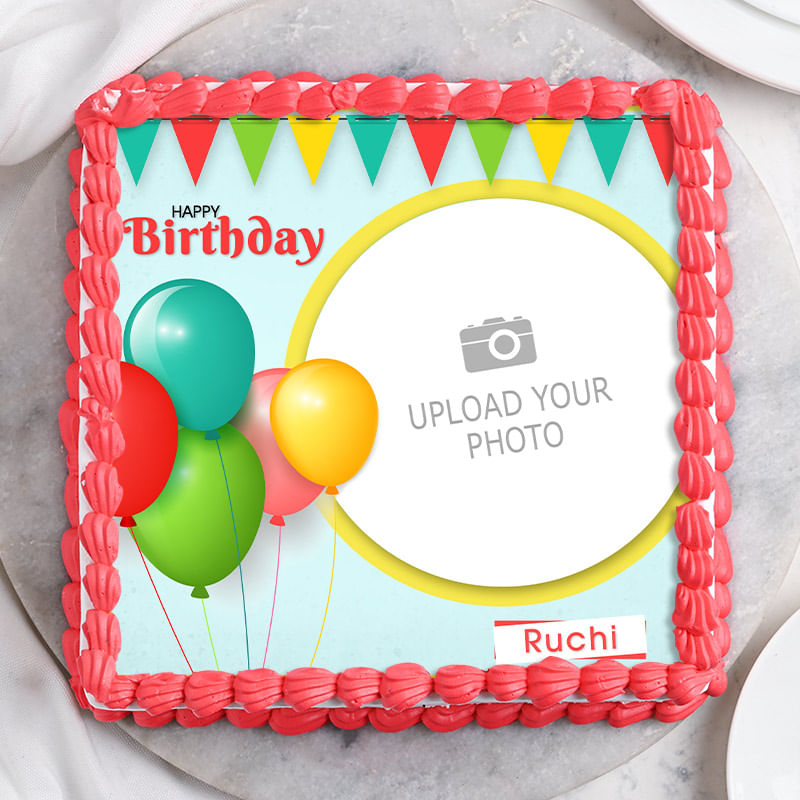 Playful Love Birthday Photo Cake - Zoom View