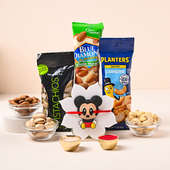 Playful Mickey Mouse Rakhi N Dry Fruits Hamper