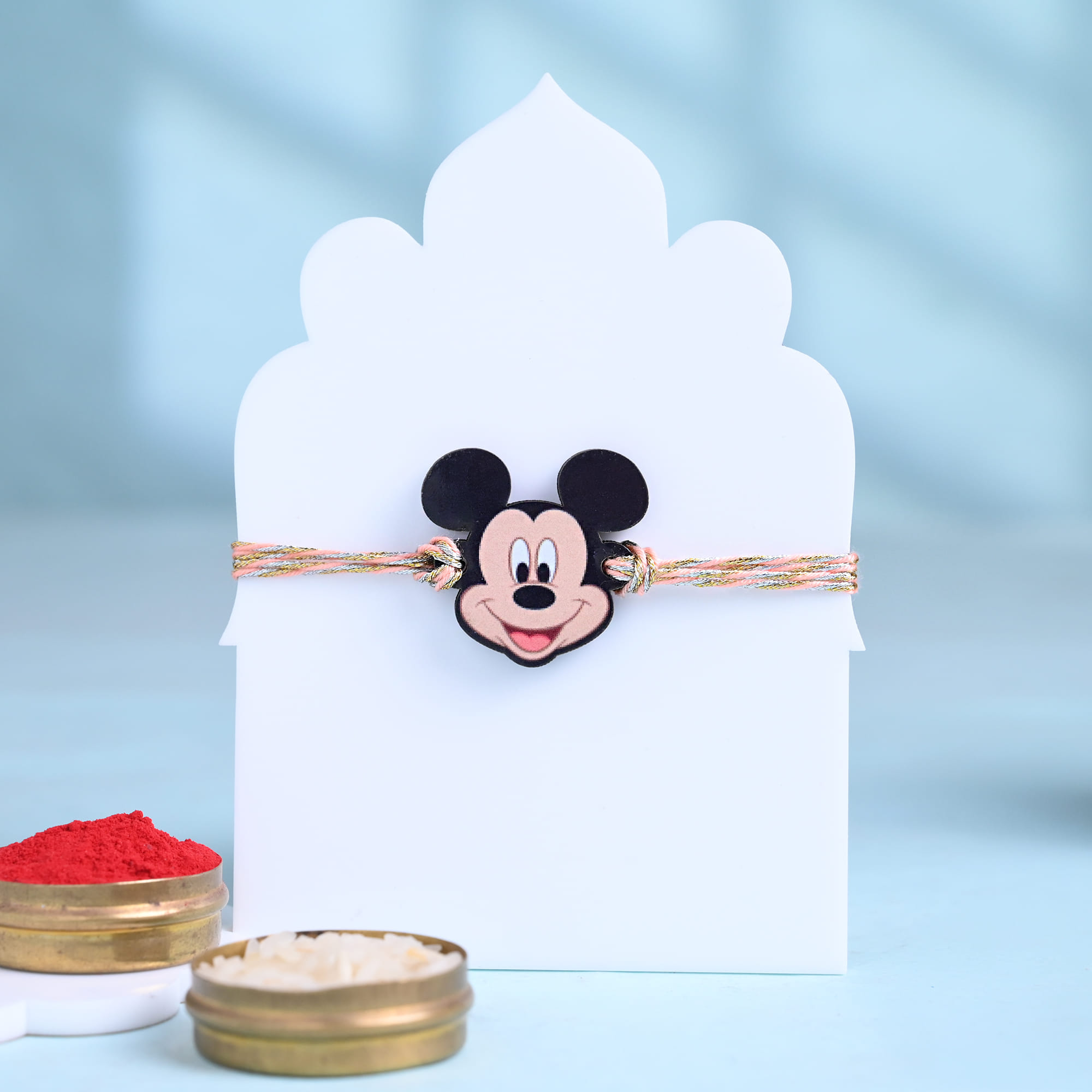 Playful Mickey Rakhi And Nutty Treats