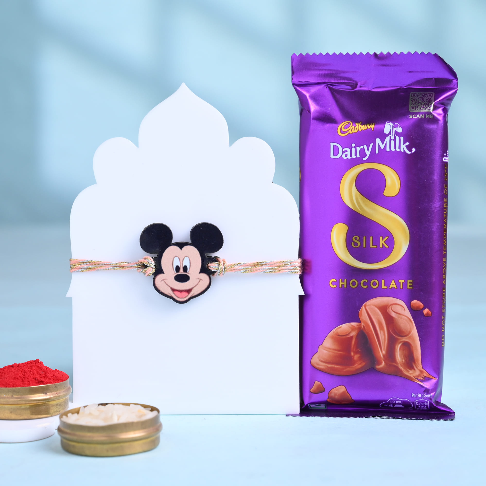 Playful Mickey Rakhi With Silk Chocolate