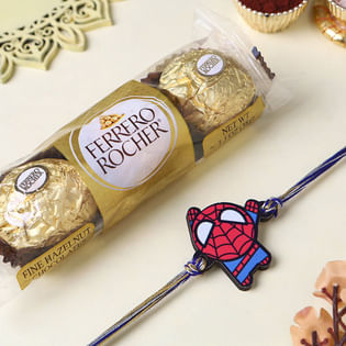 Playful Spiderman Rakhi With Chocolates