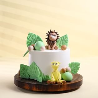 Playful Wild Animals Theme Cake