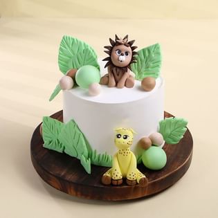 Playful Wild Animals Theme Cake