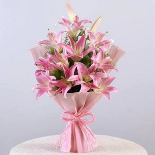 Buy Pleasant Pink Lilies Bouquet for Valentines Day