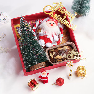 Plum Cake And Santa Festive Decor Hamper