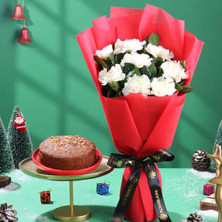 Plum Cake N Snowy Gerberas Xmas Combo