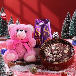 Plum Cake With Teddy Bear N Chocolates