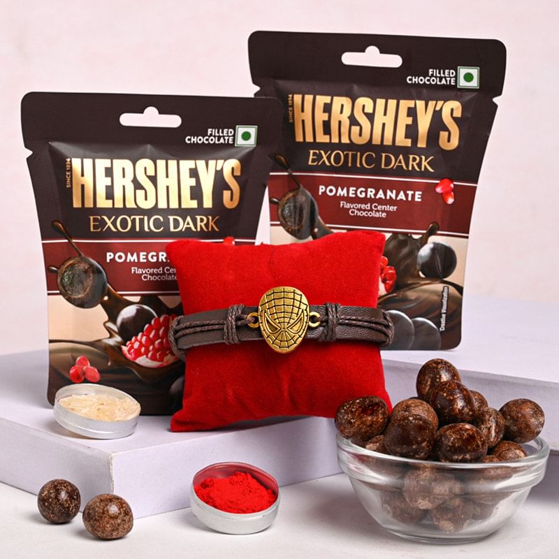 Pomegranate Chocolate With Spiderman Band Rakhi-UK