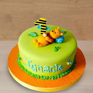 Pooh Fondant Cake for 1st B'day